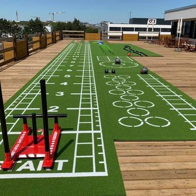 Hoogdichtheid aangepast logo grootte gym accessoires PE gym kunstgras vloer mat voor sport
