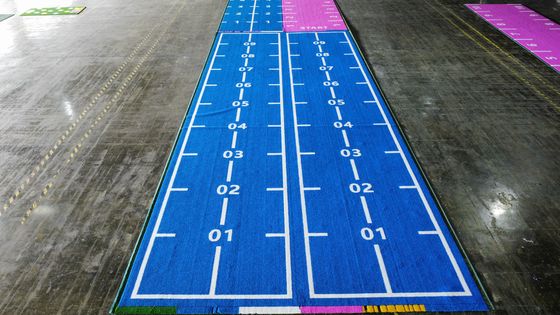 63000 hechtingen/m2 Dichtheid Dorelom Indoor Gym Flooring Turf met Double PP NET SPU Backing